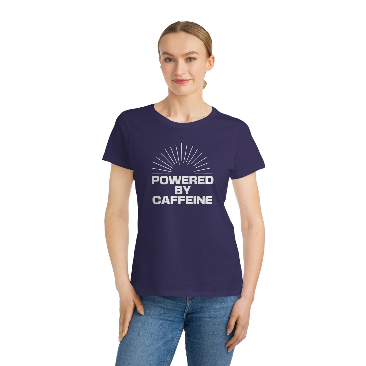 Powered by Caffeine Women's T‑Shirt — Coffee Lover Organic Tee