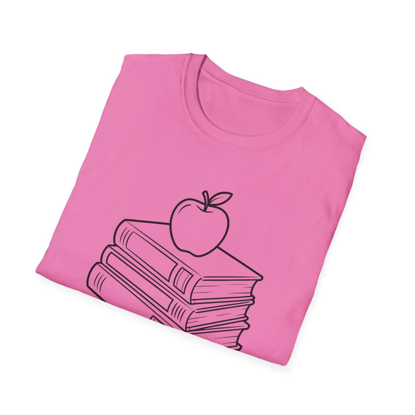 Teacher Apple Stack T‑Shirt — Minimalist Books & Apple Tee for Educators