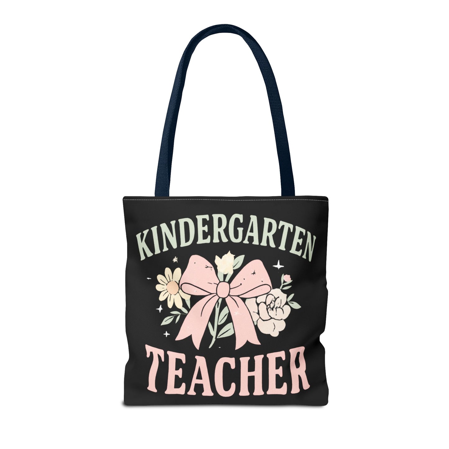 Kindergarten Teacher Floral Tote Bag – Cute Bow & Flowers Teacher Gift