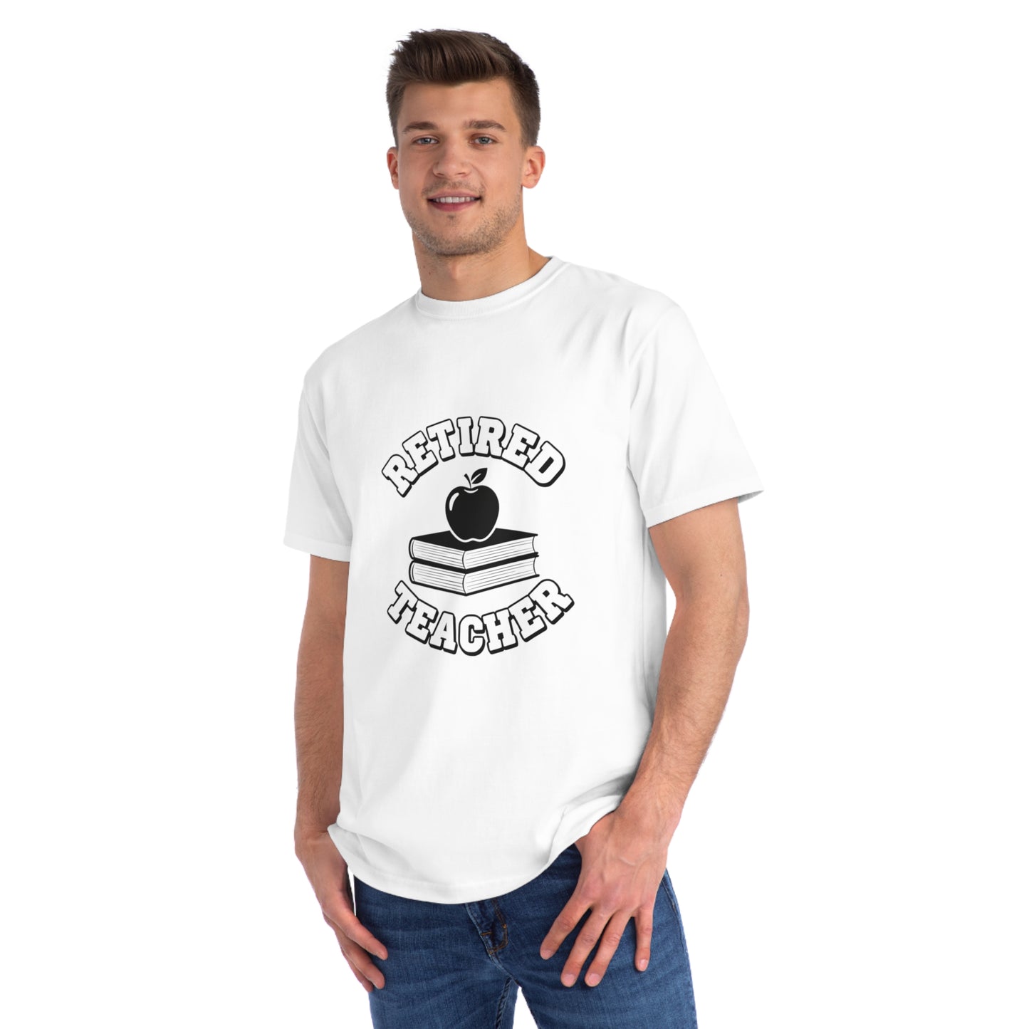 Organic "Retired Teacher" T-Shirt — Vintage Apple & Books Retirement Gift Tee
