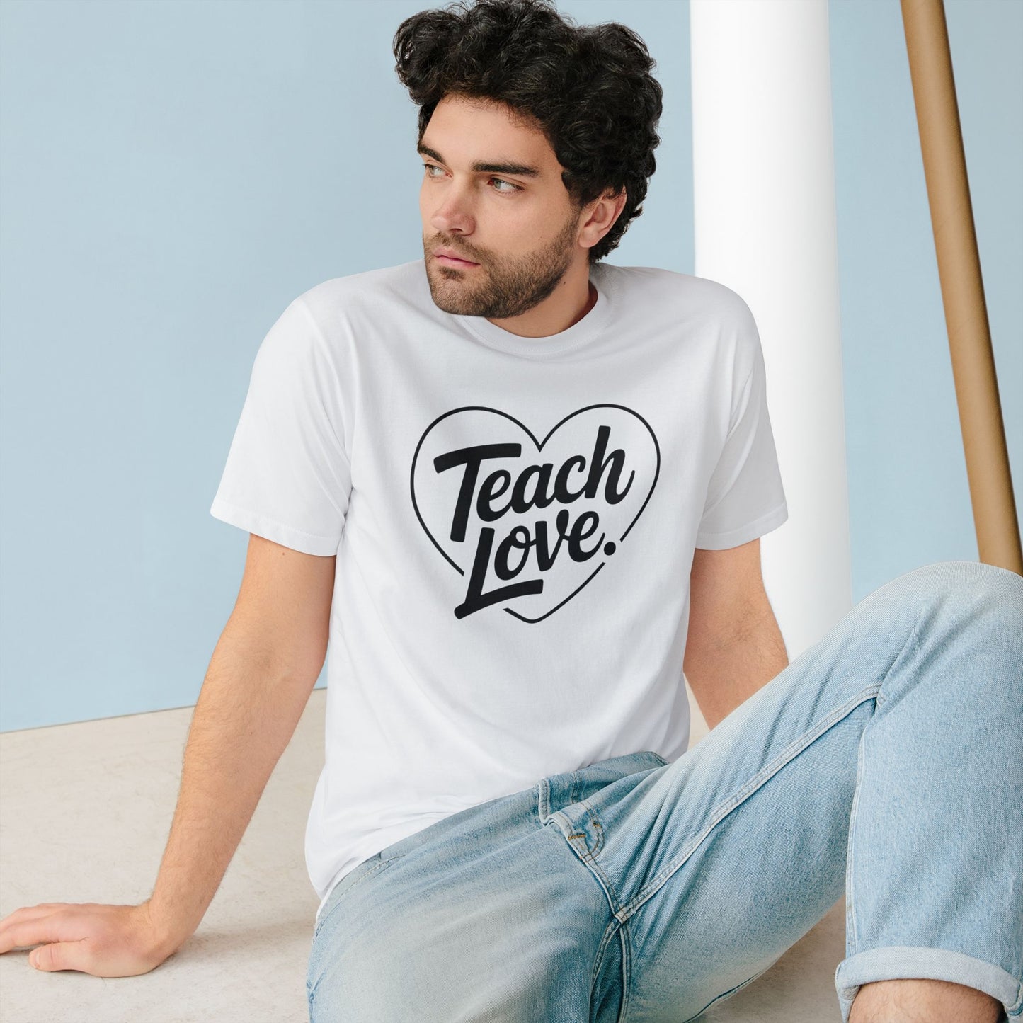 100% Organic Teach Love Heart T-Shirt — Teacher Appreciation Tee