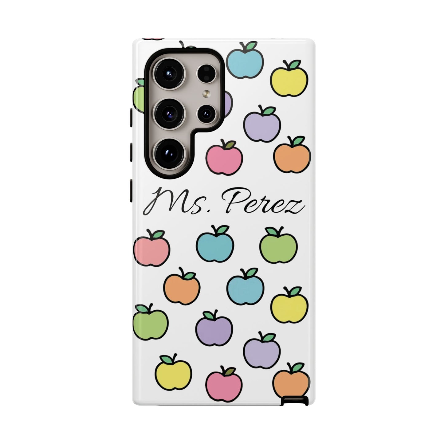Personalized Teacher Apple Phone Case | Custom Name Teacher iPhone Case | Cute Apple Pattern Phone Case | Teacher Gift