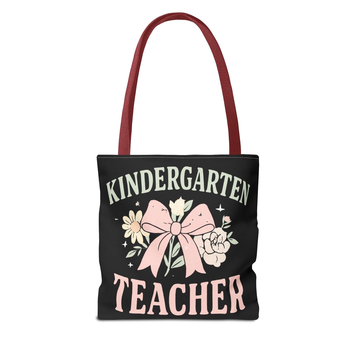 Kindergarten Teacher Floral Tote Bag – Cute Bow & Flowers Teacher Gift