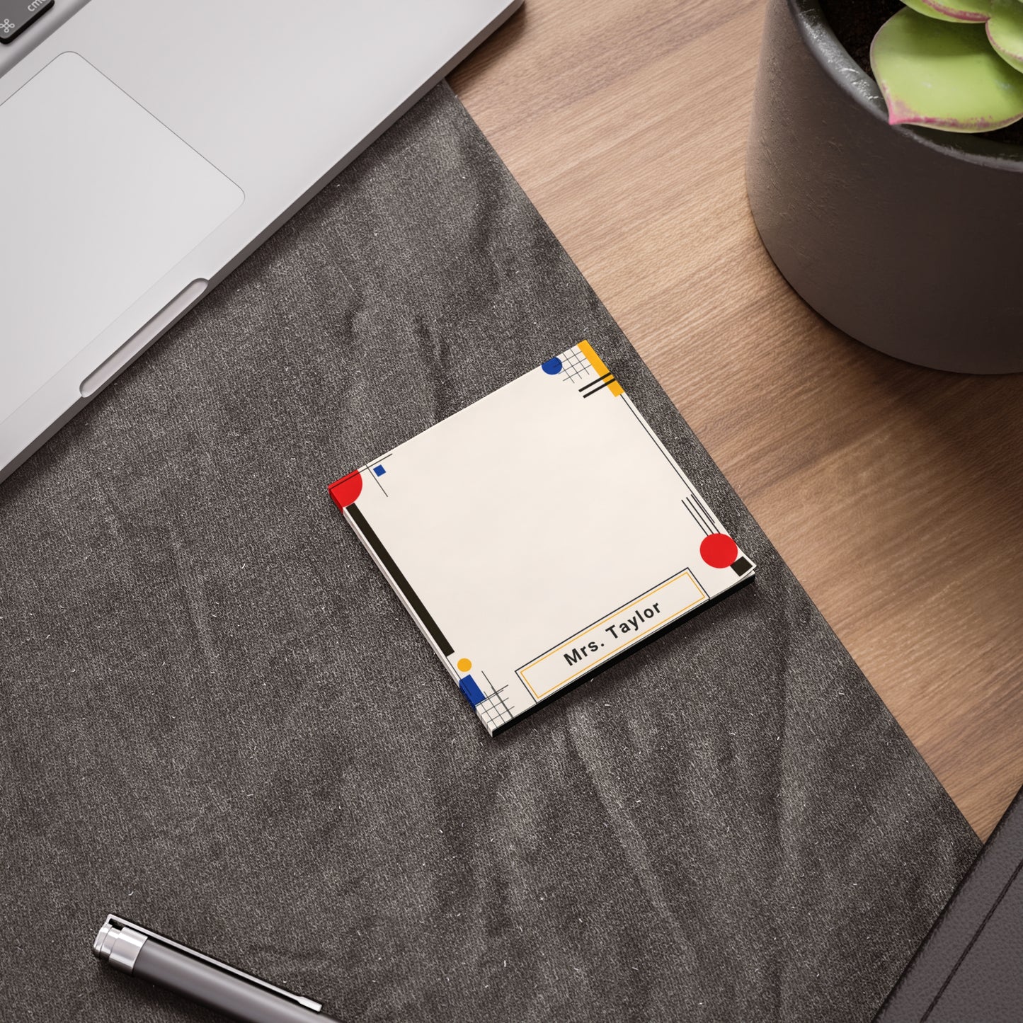 Personalized Teacher Post-it Notes, Bauhaus Custom Name Sticky Notes 3x3, Teacher Gift, Desk Notepad, Back to School, Mrs Ms Mr