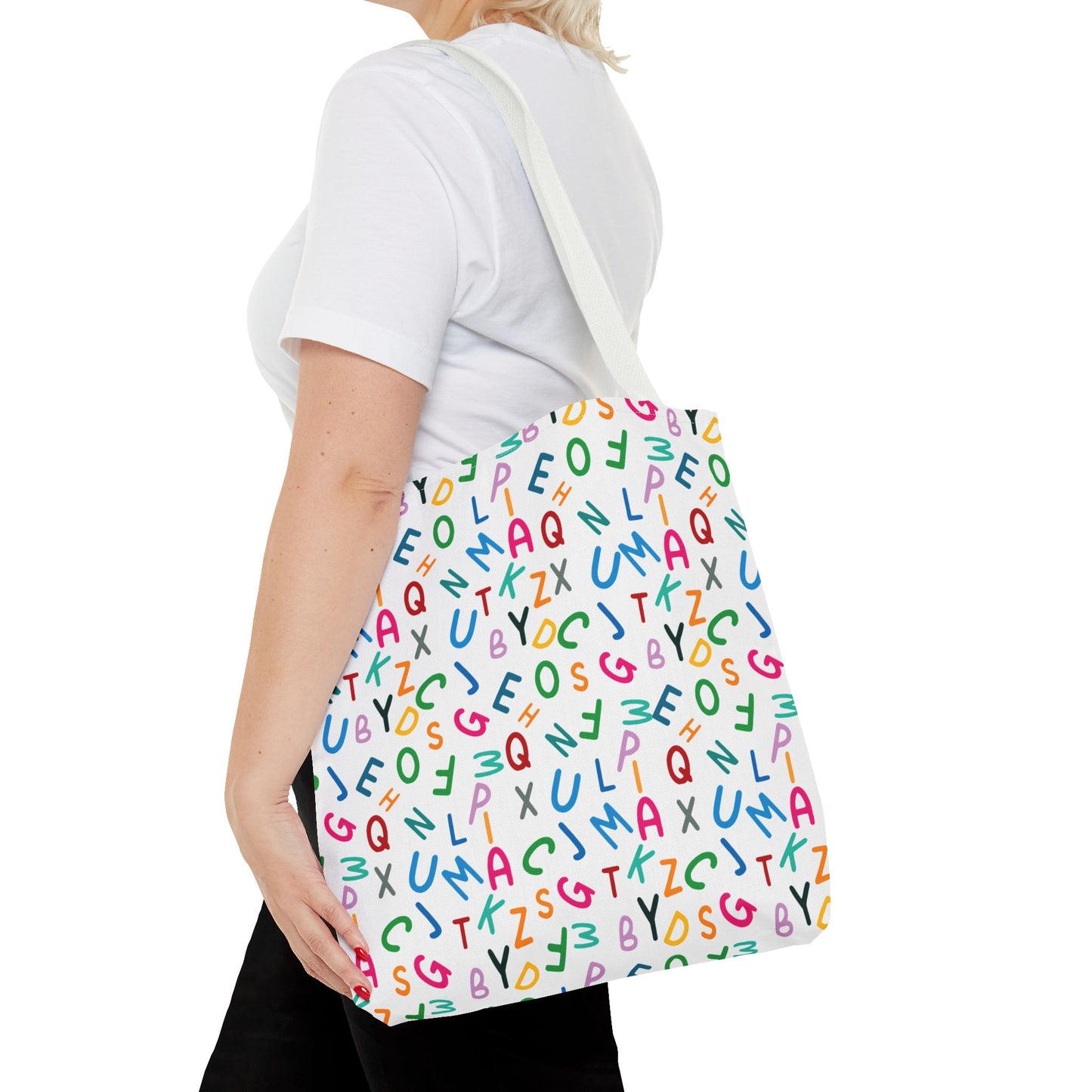 Colorful Alphabet Pattern Tote Bag