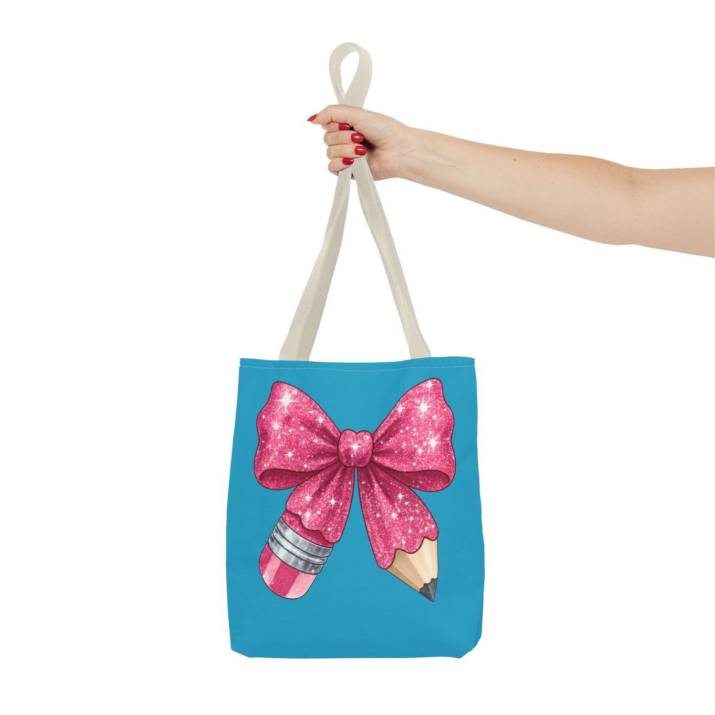 Pink Glitter Pencil & Eraser Tote Bag — Cute Teacher Gift