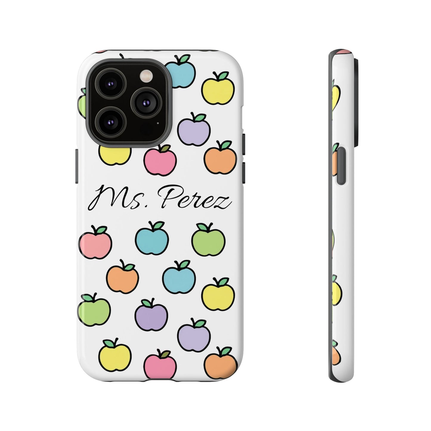 Personalized Teacher Apple Phone Case | Custom Name Teacher iPhone Case | Cute Apple Pattern Phone Case | Teacher Gift