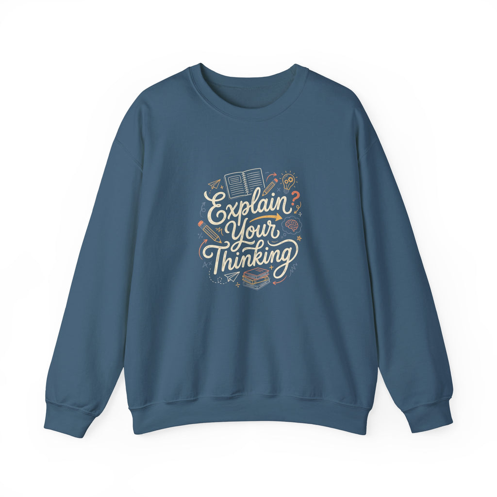 Explain Your Thinking Sweatshirt — Teacher & Tutor Coffee Cozy Crewneck