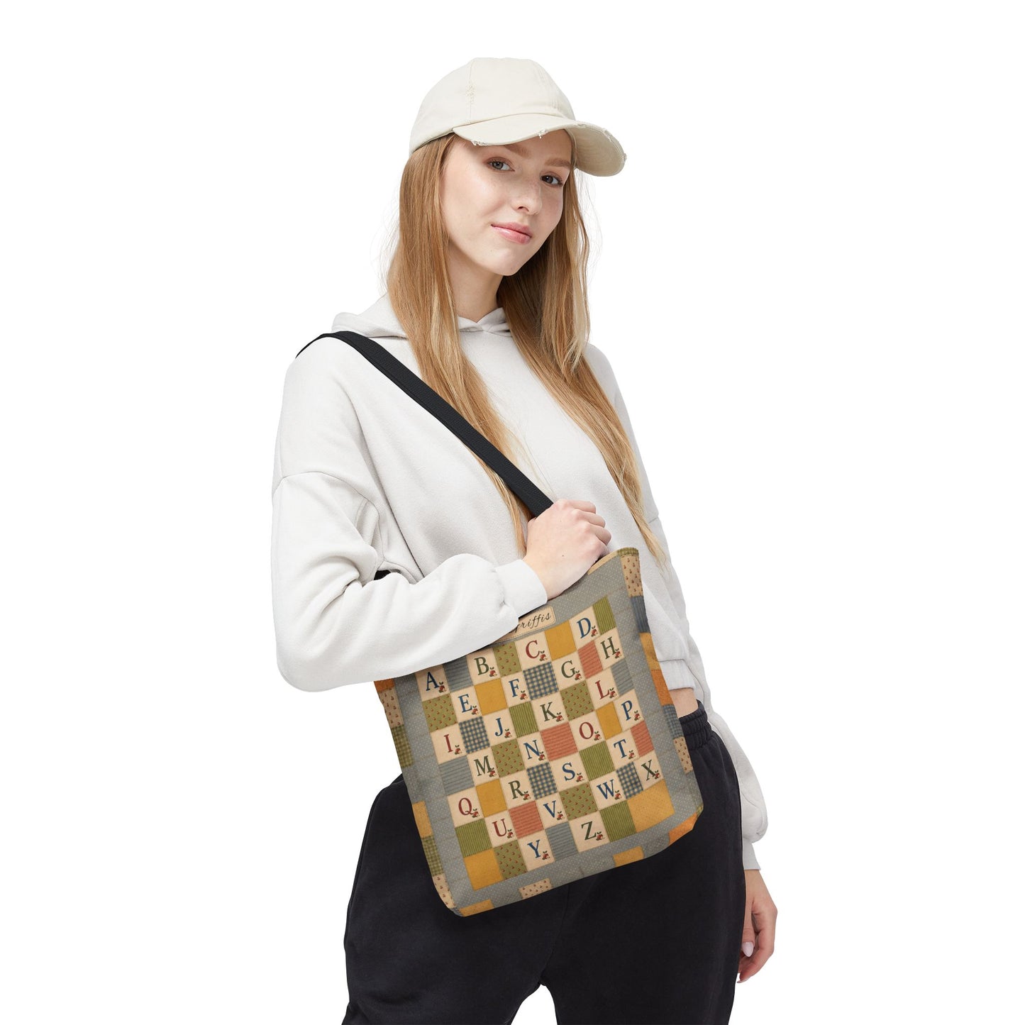Personalized Teacher Tote Bag, Custom Name Alphabet Quilt Bag, Vintage ABC School Bag, Teacher Gift, Back to School Tote