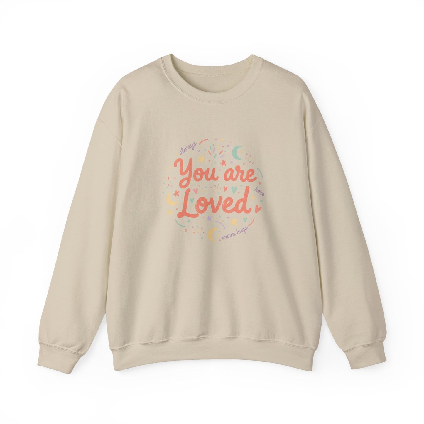 You Are Loved Crewneck Sweatshirt | handwritten doodle design, sketch aesthetic