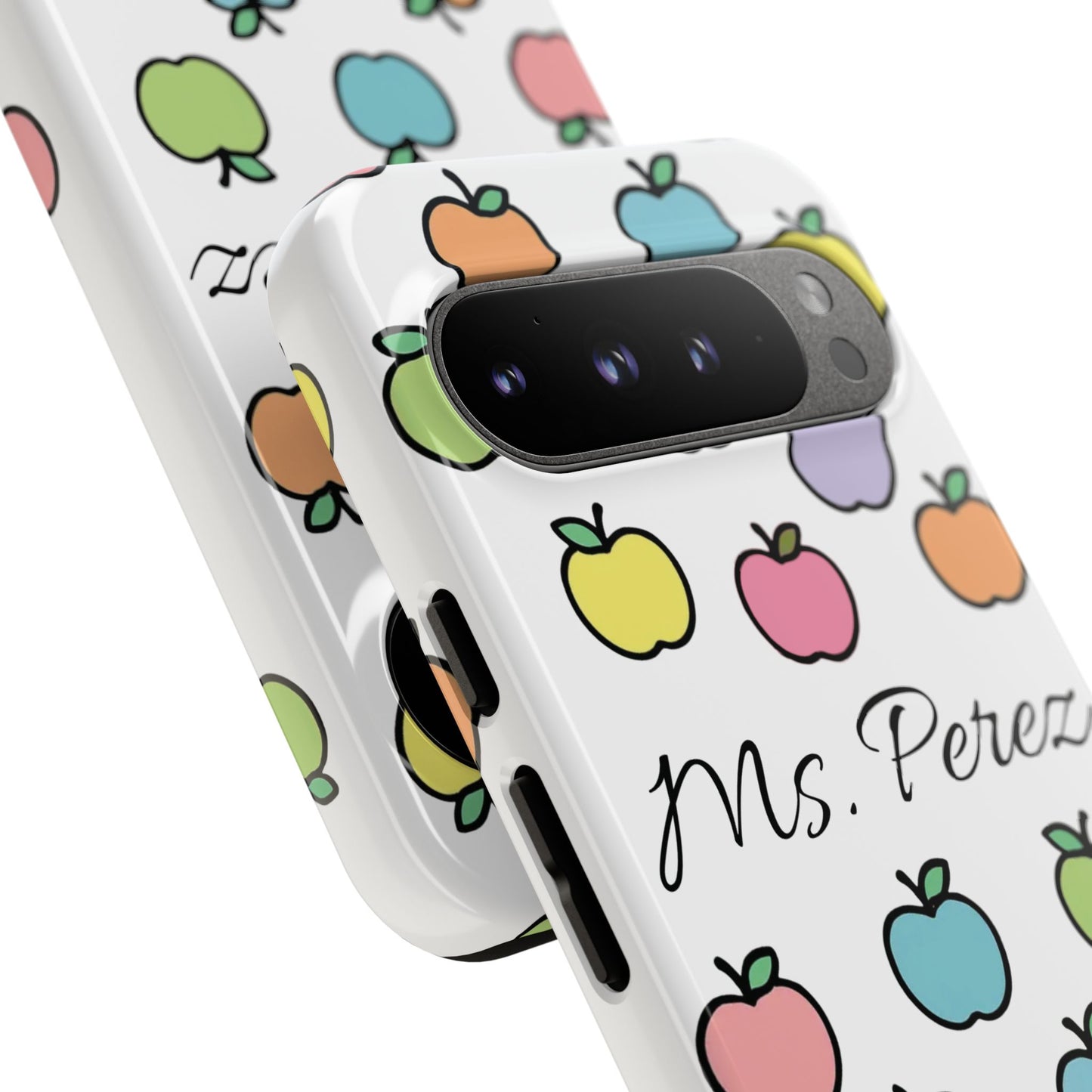 Personalized Teacher Apple Phone Case | Custom Name Teacher iPhone Case | Cute Apple Pattern Phone Case | Teacher Gift