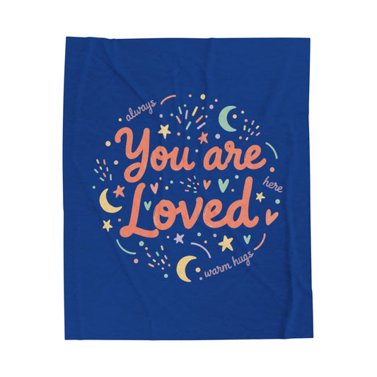 You Are Loved Velveteen Plush Blanket | handwritten doodle, sketch aesthetic
