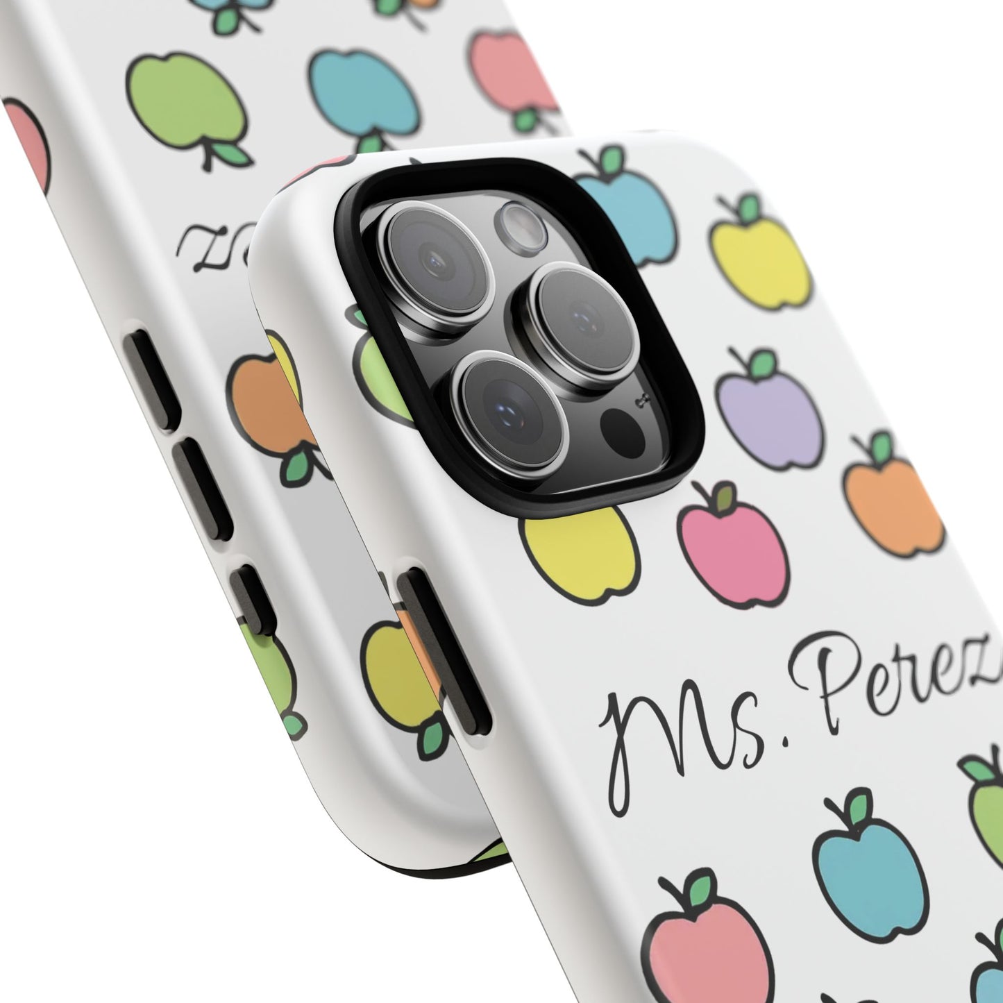 Personalized Teacher Apple Phone Case | Custom Name Teacher iPhone Case | Cute Apple Pattern Phone Case | Teacher Gift