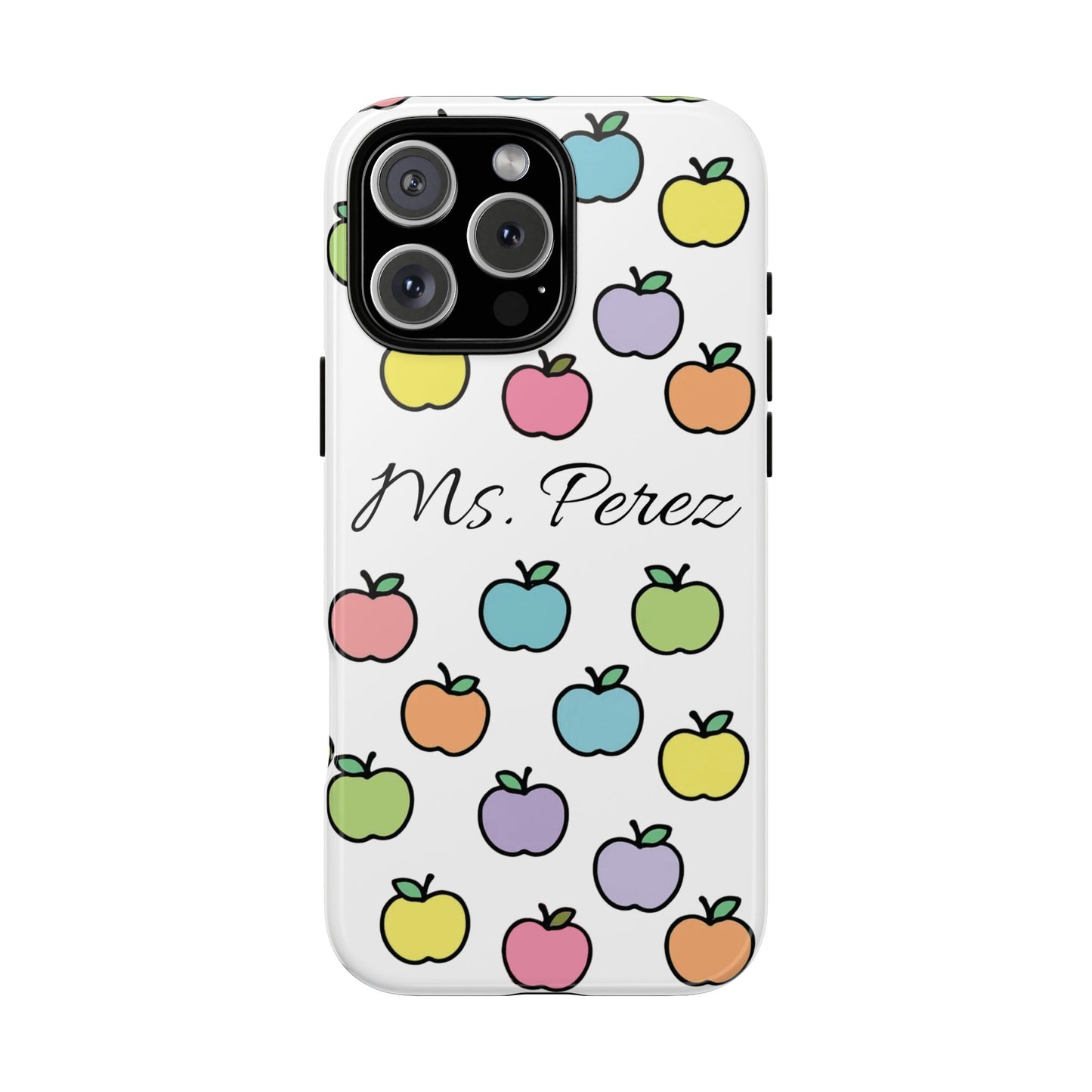 Personalized Teacher Apple Phone Case | Custom Name Teacher iPhone Case | Cute Apple Pattern Phone Case | Teacher Gift