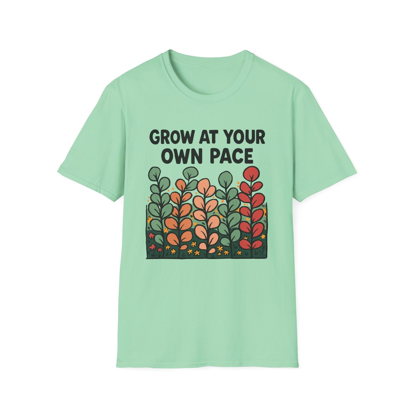Grow at Your Own Pace Shirt – Retro Floral Graphic Tee, Comfort Colors Inspired, Growth Mindset T-Shirt for Women, Teachers & Everyday Wear