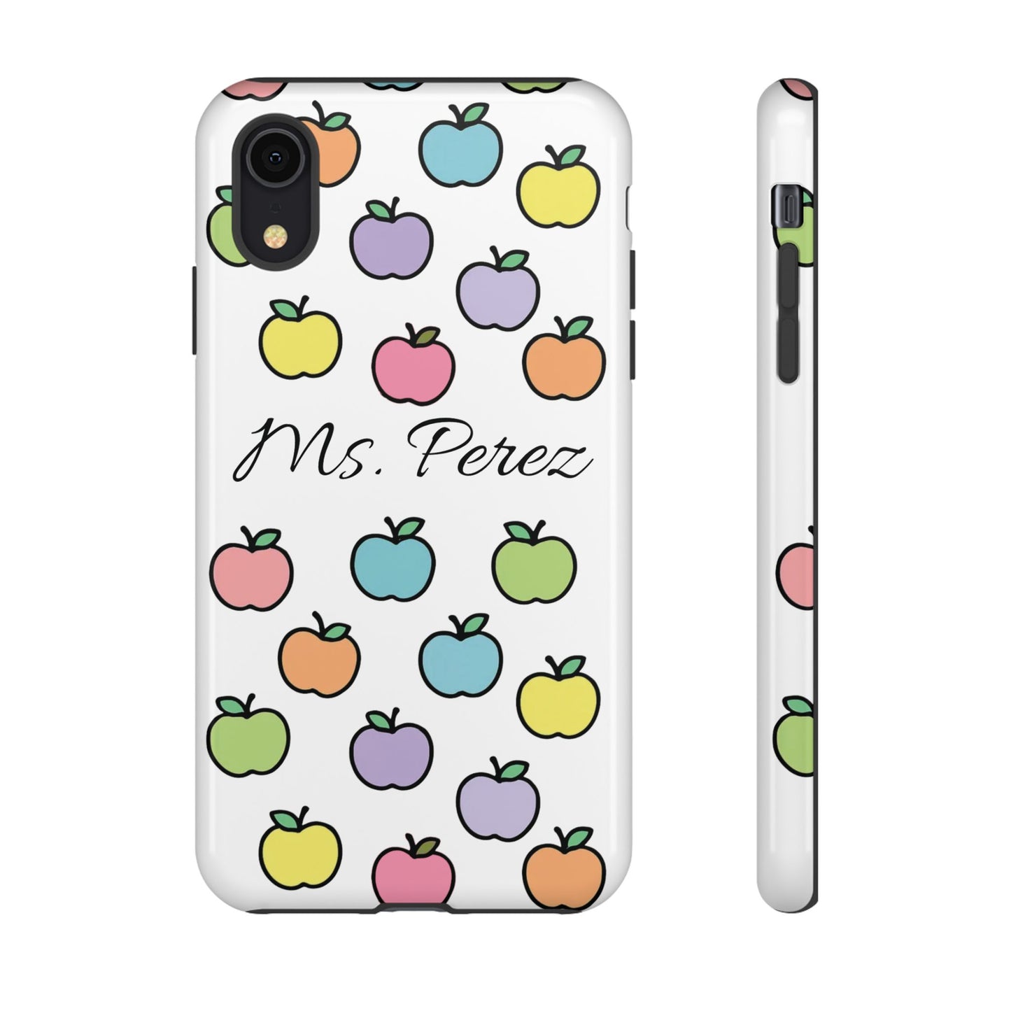 Personalized Teacher Apple Phone Case | Custom Name Teacher iPhone Case | Cute Apple Pattern Phone Case | Teacher Gift