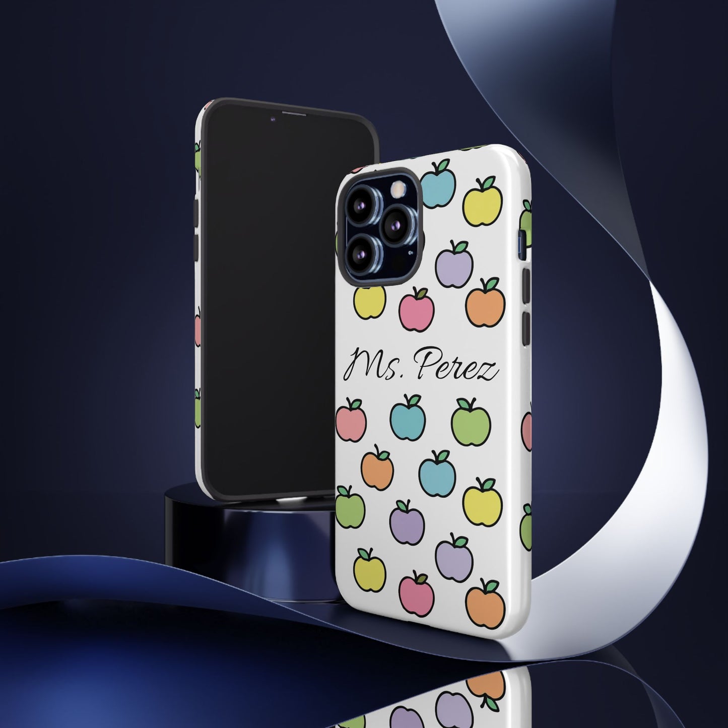 Personalized Teacher Apple Phone Case | Custom Name Teacher iPhone Case | Cute Apple Pattern Phone Case | Teacher Gift