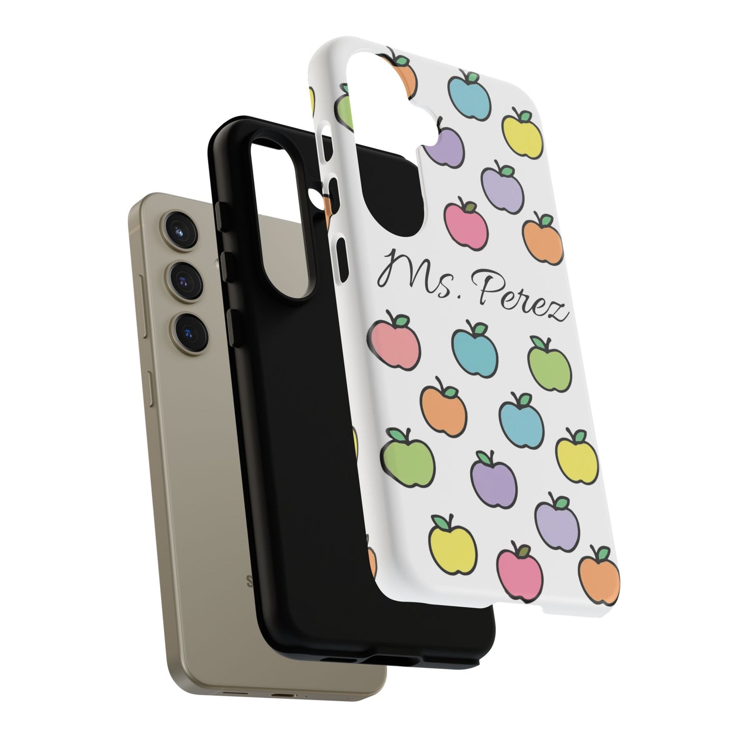 Personalized Teacher Apple Phone Case | Custom Name Teacher iPhone Case | Cute Apple Pattern Phone Case | Teacher Gift