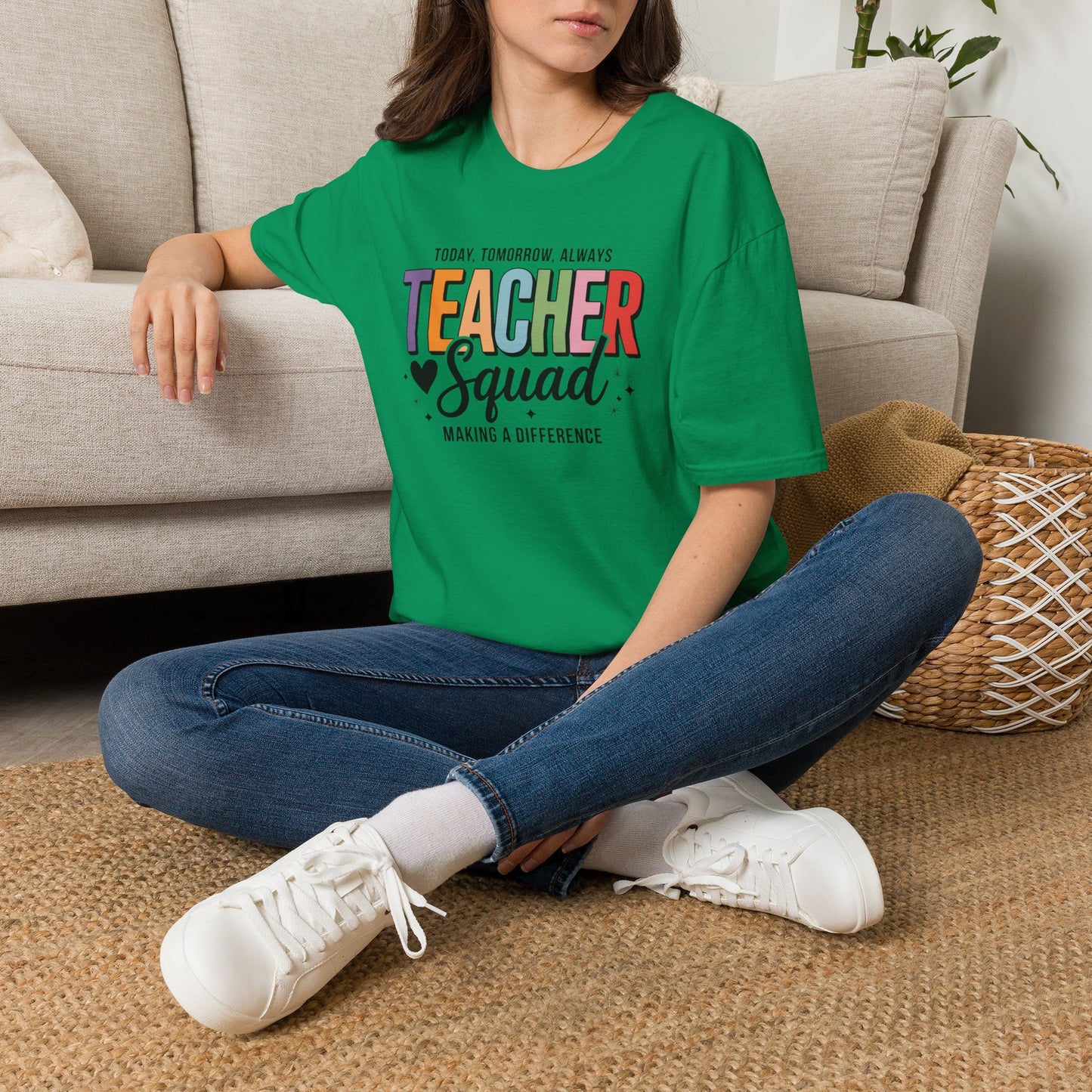 Teacher Squad Cotton T-Shirt: Colorful Matching Tee for Teacher Besties, S-4XL