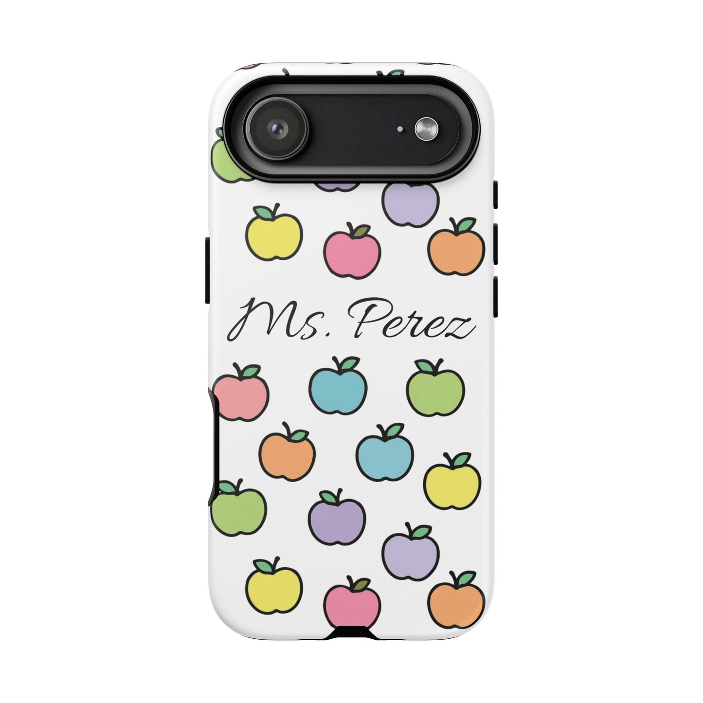 Personalized Teacher Apple Phone Case | Custom Name Teacher iPhone Case | Cute Apple Pattern Phone Case | Teacher Gift