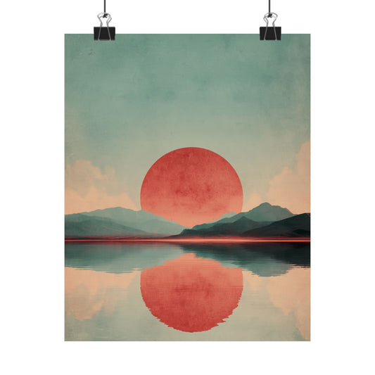 Sunset Reflection Matte Poster — Minimalist Landscape Wall Art