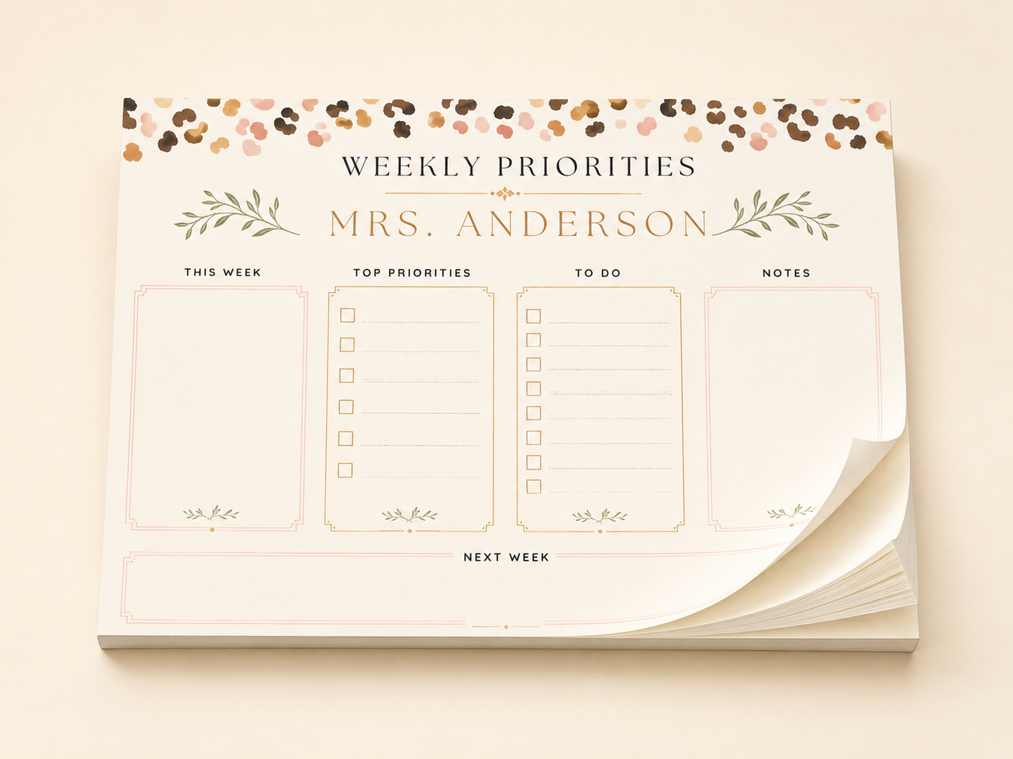 Personalized Teacher Planning Pad 8x6 Post-it, Custom Name Desk Planner Sticky Notes, To Do List, Teacher Desk Pad, Lesson Planner Gift