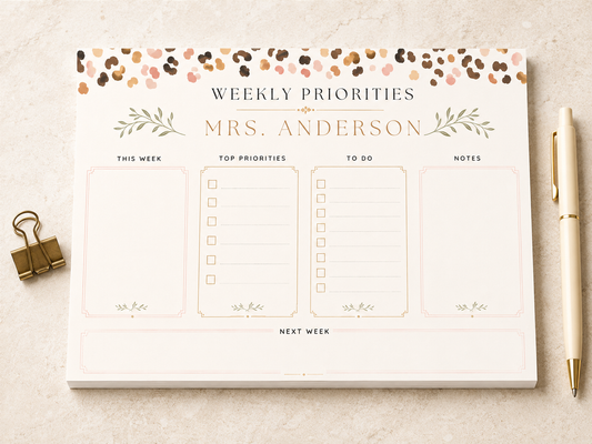 Personalized Teacher Planning Pad 8x6 Post-it, Custom Name Desk Planner Sticky Notes, To Do List, Teacher Desk Pad, Lesson Planner Gift