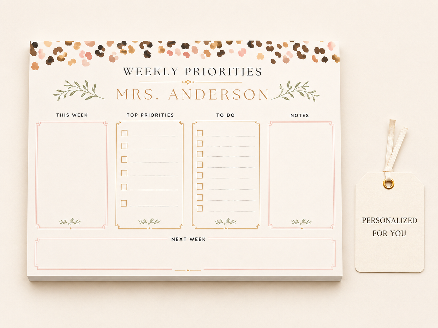 Personalized Teacher Planning Pad 8x6 Post-it, Custom Name Desk Planner Sticky Notes, To Do List, Teacher Desk Pad, Lesson Planner Gift