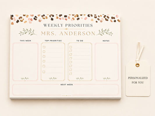 Personalized Teacher Planning Pad 8x6 Post-it, Custom Name Desk Planner Sticky Notes, To Do List, Teacher Desk Pad, Lesson Planner Gift