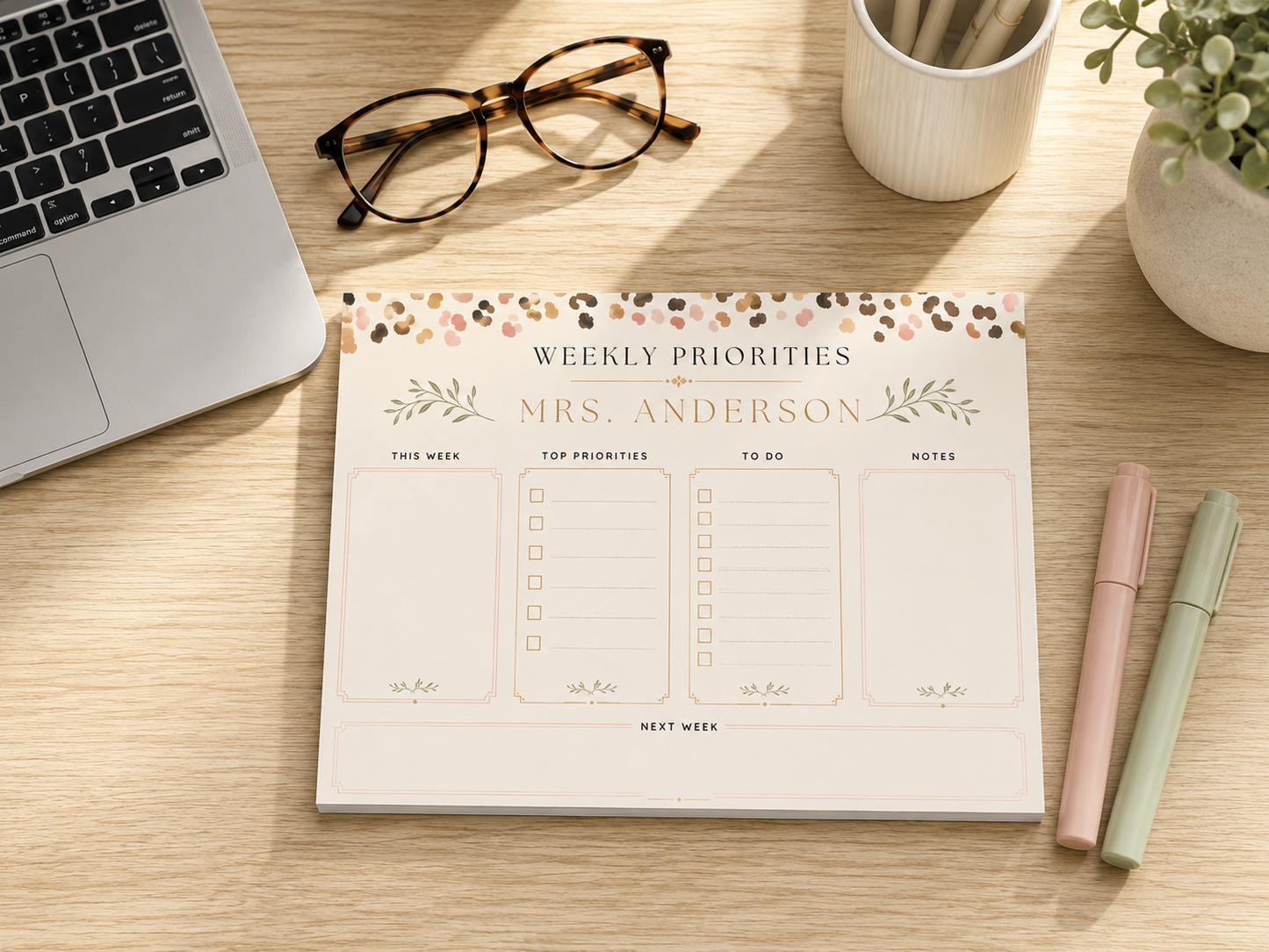 Personalized Teacher Planning Pad 8x6 Post-it, Custom Name Desk Planner Sticky Notes, To Do List, Teacher Desk Pad, Lesson Planner Gift