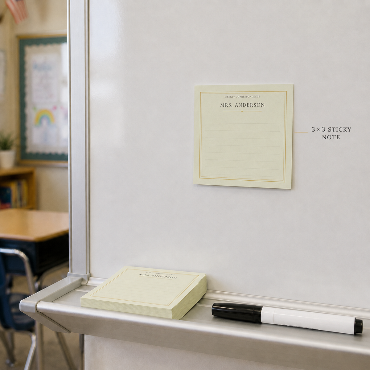 Personalized Teacher Sticky Notes, Custom Name Notepad Gift