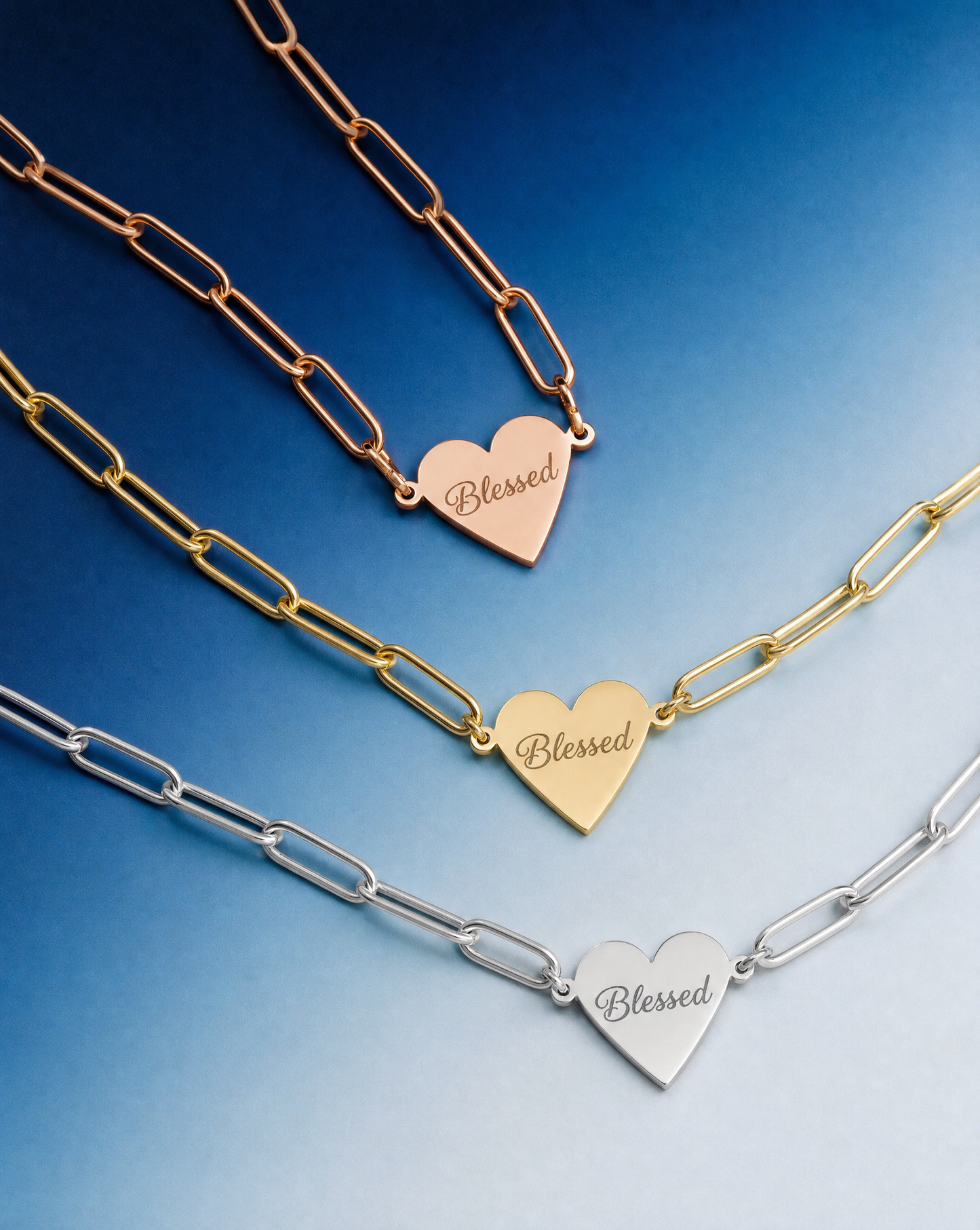 Blessed Heart Paperclip Chain Necklace