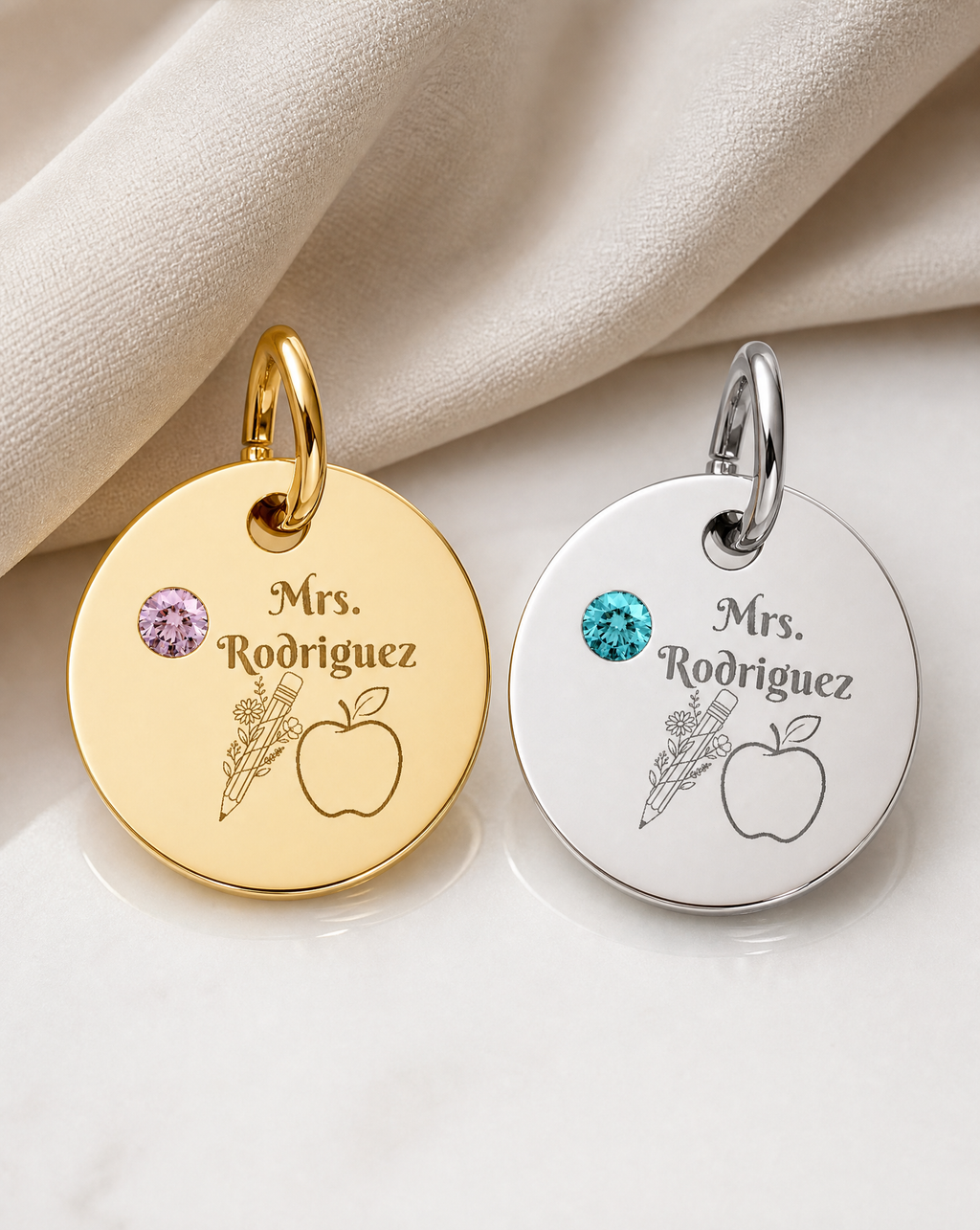 Personalized Teacher Birthstone Charm