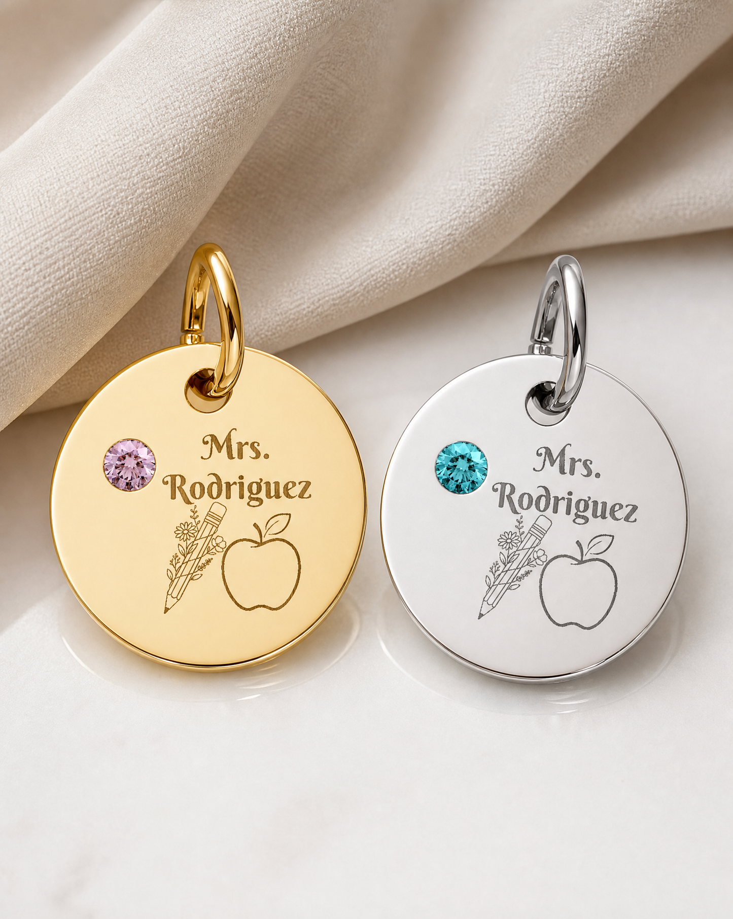 Personalized Teacher Birthstone Charm