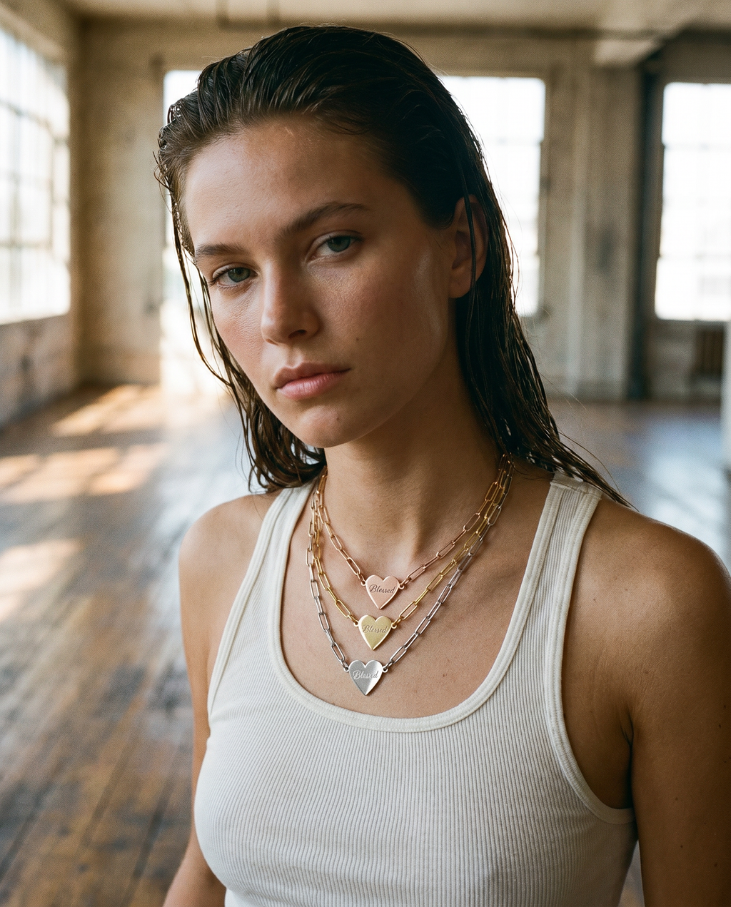 Blessed Heart Paperclip Chain Necklace