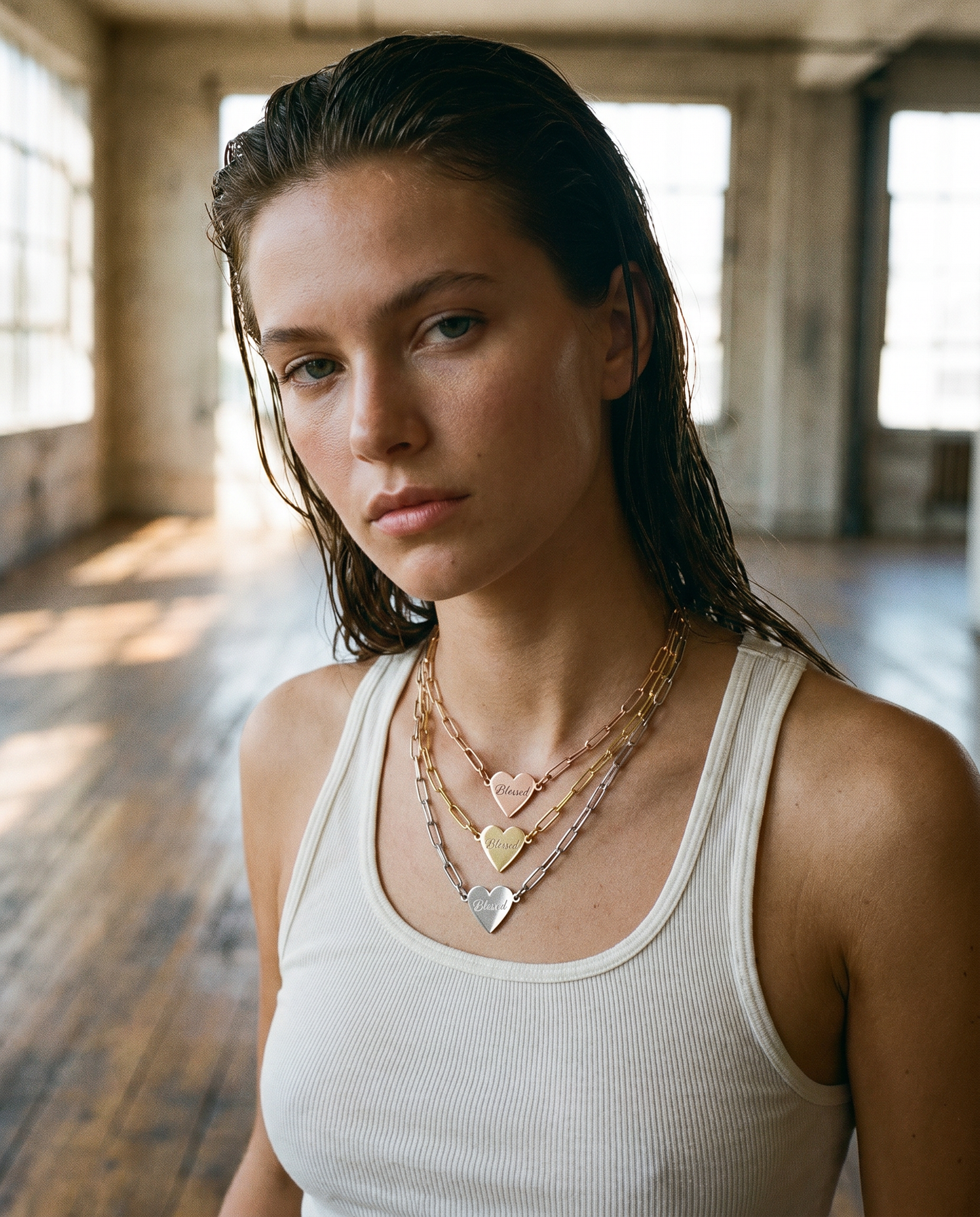 Blessed Heart Paperclip Chain Necklace