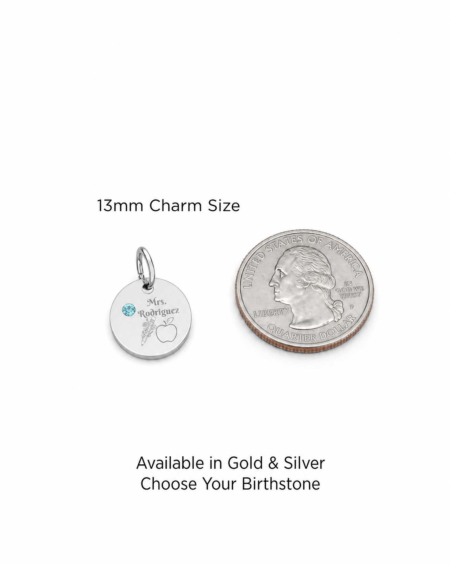 Personalized Teacher Birthstone Charm