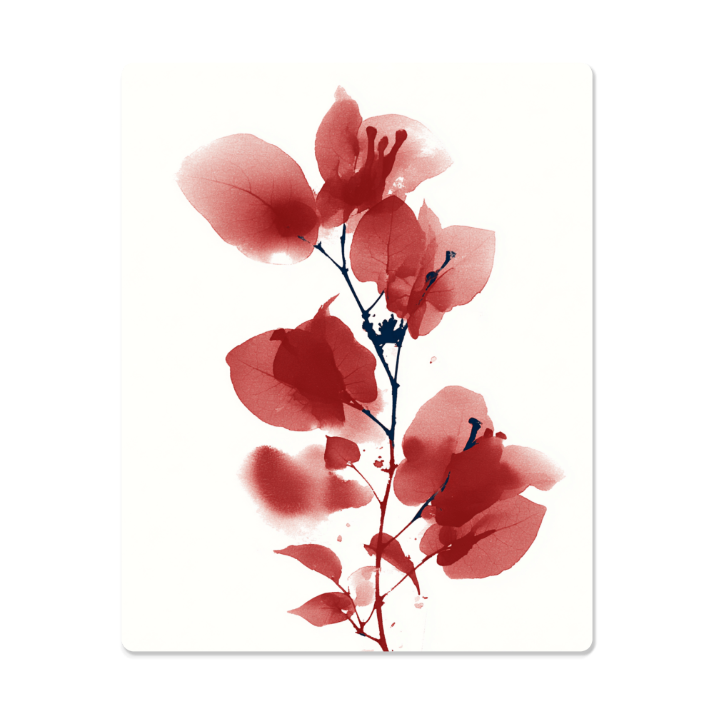 Red Bougainvillea Metal Wall Art – Modern Botanical Artwork