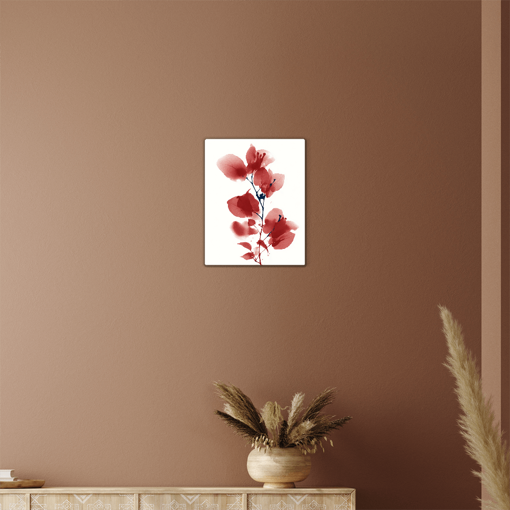 Red Bougainvillea Metal Wall Art – Modern Botanical Artwork